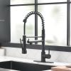 New Single Lever Kitchen Faucet with Base Plate, 304 Stainless Steel with Copper Pump Head Soap Dispenser with Pull Down Kitchen Faucet Black