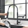 New Single Lever Kitchen Faucet with Base Plate, 304 Stainless Steel with Copper Pump Head Soap Dispenser with Pull Down Kitchen Faucet Black