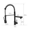 New Single Lever Kitchen Faucet with Base Plate, 304 Stainless Steel with Copper Pump Head Soap Dispenser with Pull Down Kitchen Faucet Black