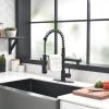 New Single Lever Kitchen Faucet with Base Plate, 304 Stainless Steel with Copper Pump Head Soap Dispenser with Pull Down Kitchen Faucet Black