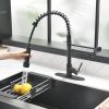 New Single Lever Kitchen Faucet with Base Plate, 304 Stainless Steel with Copper Pump Head Soap Dispenser with Pull Down Kitchen Faucet Black