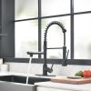 New Single Lever Kitchen Faucet with Base Plate, 304 Stainless Steel with Copper Pump Head Soap Dispenser with Pull Down Kitchen Faucet Black