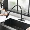 New Single Lever Kitchen Faucet with Base Plate, 304 Stainless Steel with Copper Pump Head Soap Dispenser with Pull Down Kitchen Faucet Black